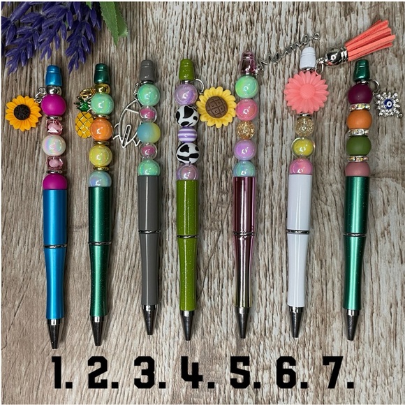 Handcrafted Pens Flower Pineapple Beaded Unique Artisan Gifts Office Accessories - Picture 1 of 9
